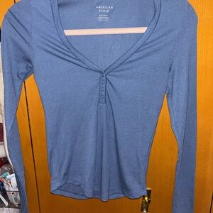 American Eagle Outfitters Long Sleeve Blue Top